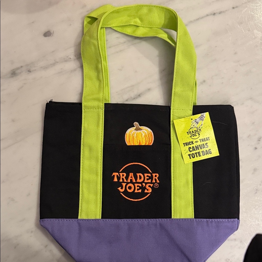 Black and Purple Canvas Tote Bag - added cute Pumpkin patch ❣️only One design❗️